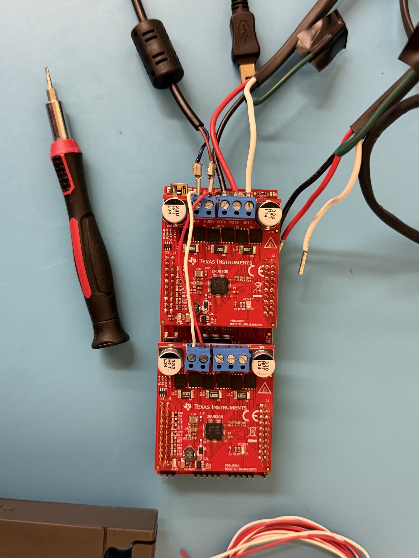 TI C2000 actuator controller bench